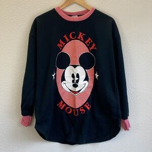 Vintage 90s Mickey & Co Sweatshirt Women Small Black Striped Ringer Vintage